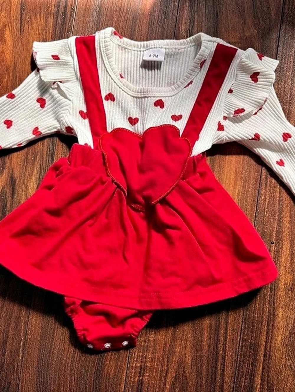 Baby Red & White Heart Print Dress